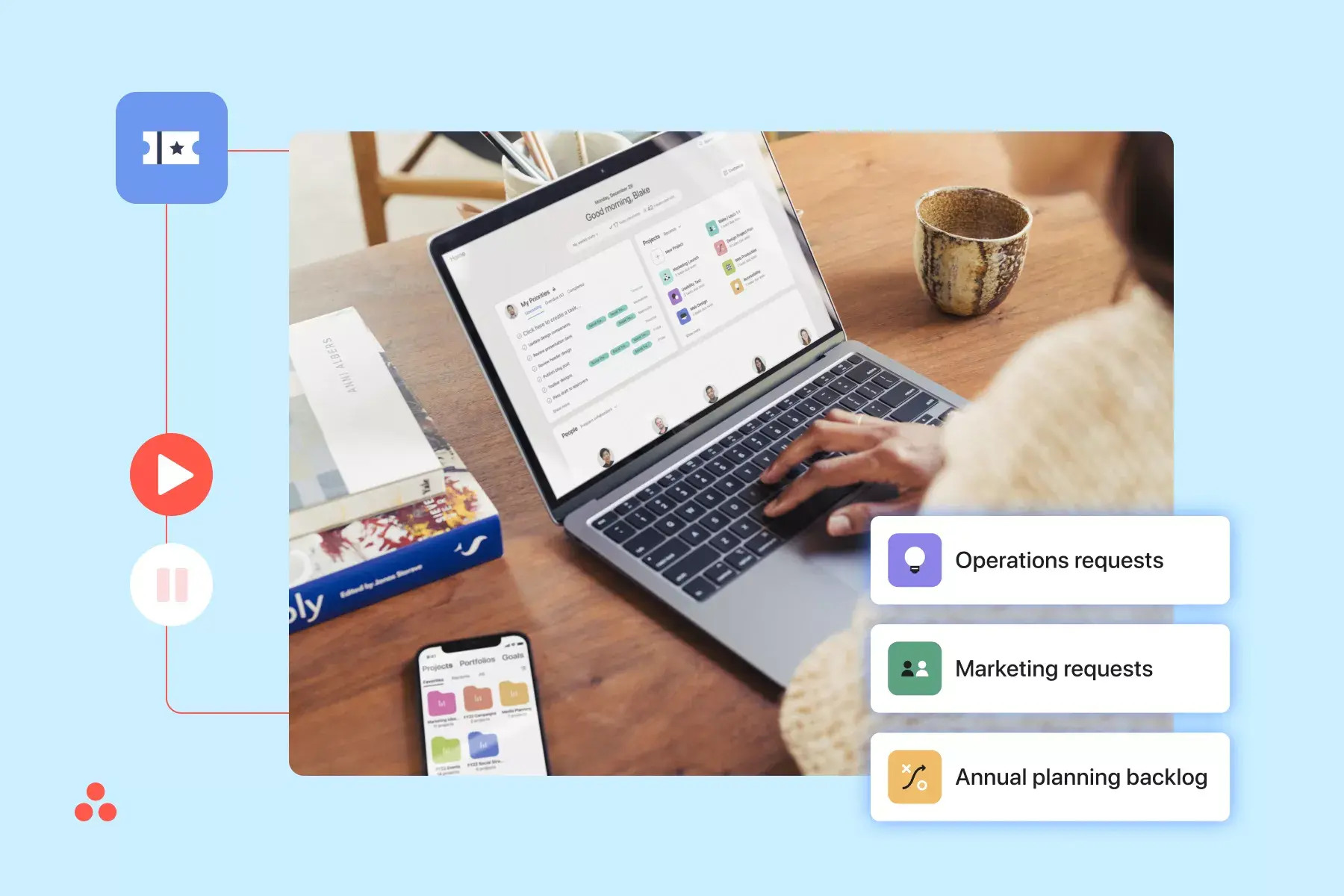 Écran produit de la page d’accueil des produits Asana 